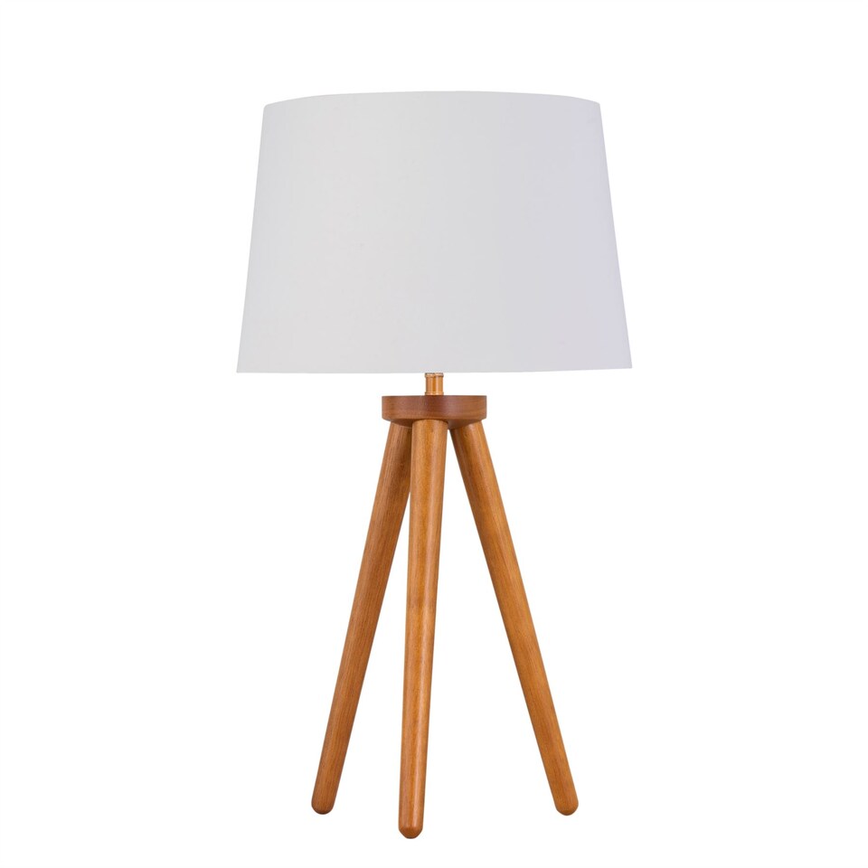 image 1 of Set of 2 Dark Oak Table Lamp or Bedside Lights with White Gold Shades | Brown | White | Large | 2