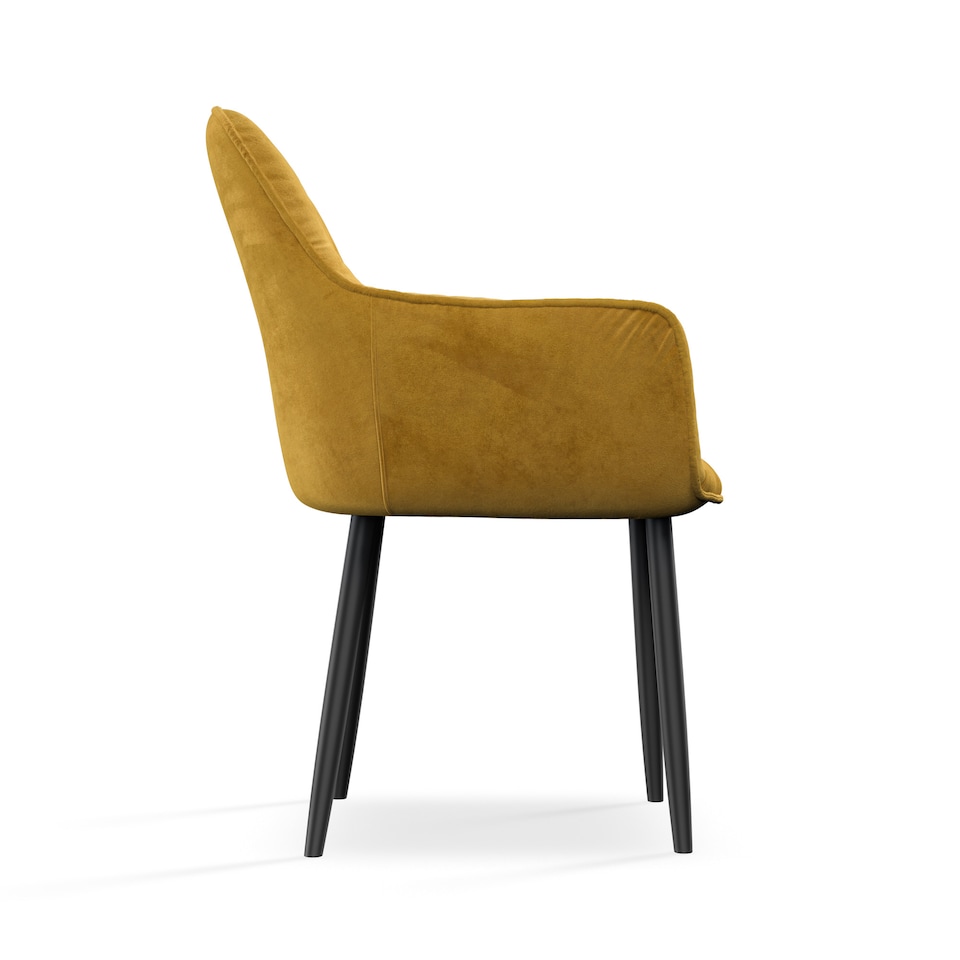 image 1 of Set Of 2 Anika Modern Velvet Dining Chair Padded Seat Metal Legs (Mustard) | Yellow | Mustard | One Size