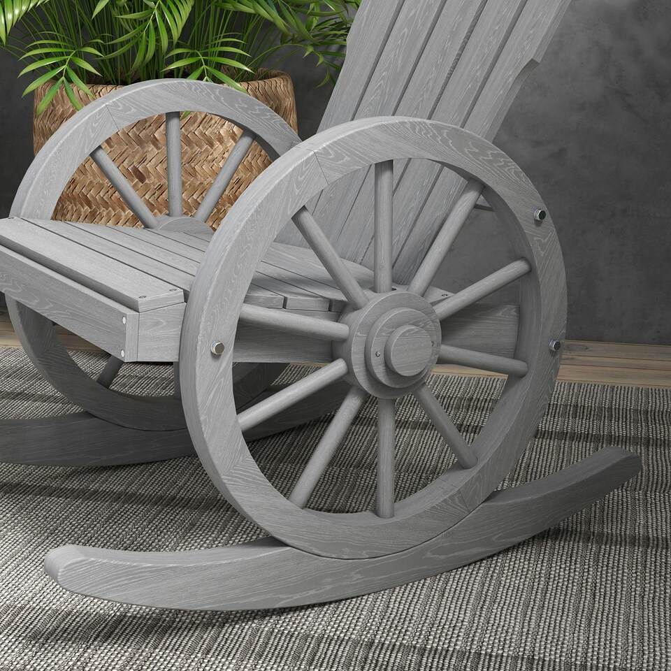 image 1 of Outsunny Adirondack Rocking Chair Porch Poolside Garden Lounging 