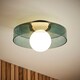 image 2 of ValueLights Newbury Jade Green Glass IP44 Flush Ceiling Light | Green