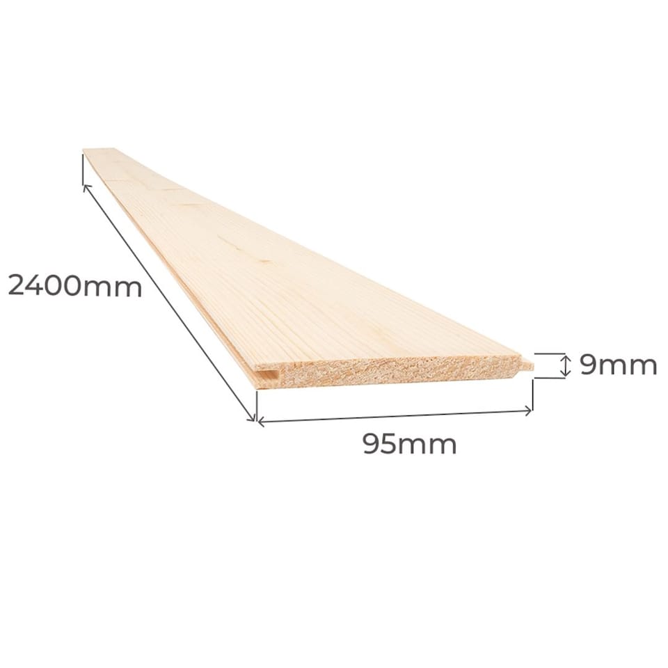 image 1 of Snowdon Timber Untreated Matchboard Cladding (T) 9mm (W) 95mm (L) 2.4m - Pack of 10