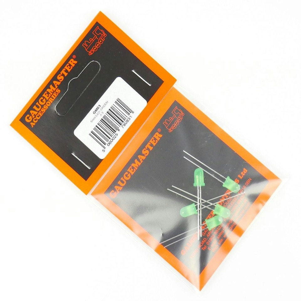 image 1 of Gaugemaster Electric Green 5mm 12v LEDs (5) - Use GM76 Resistors