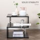 image 6 of HOMCOM Wooden S Shape Cube Coffee Table 2 Tier Storage Shelves Organizer Office Bookcase Living Room End Desk Stand Display Black | Black
