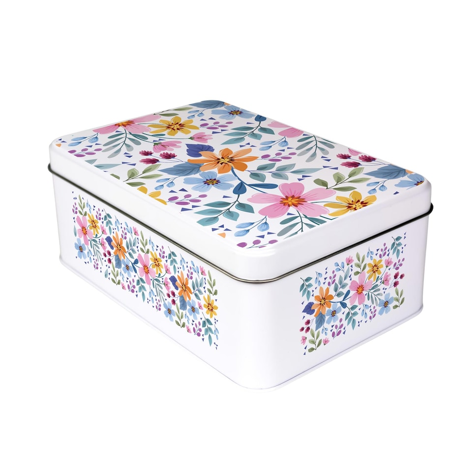 image 1 of Colourful Floral Storage Tin
