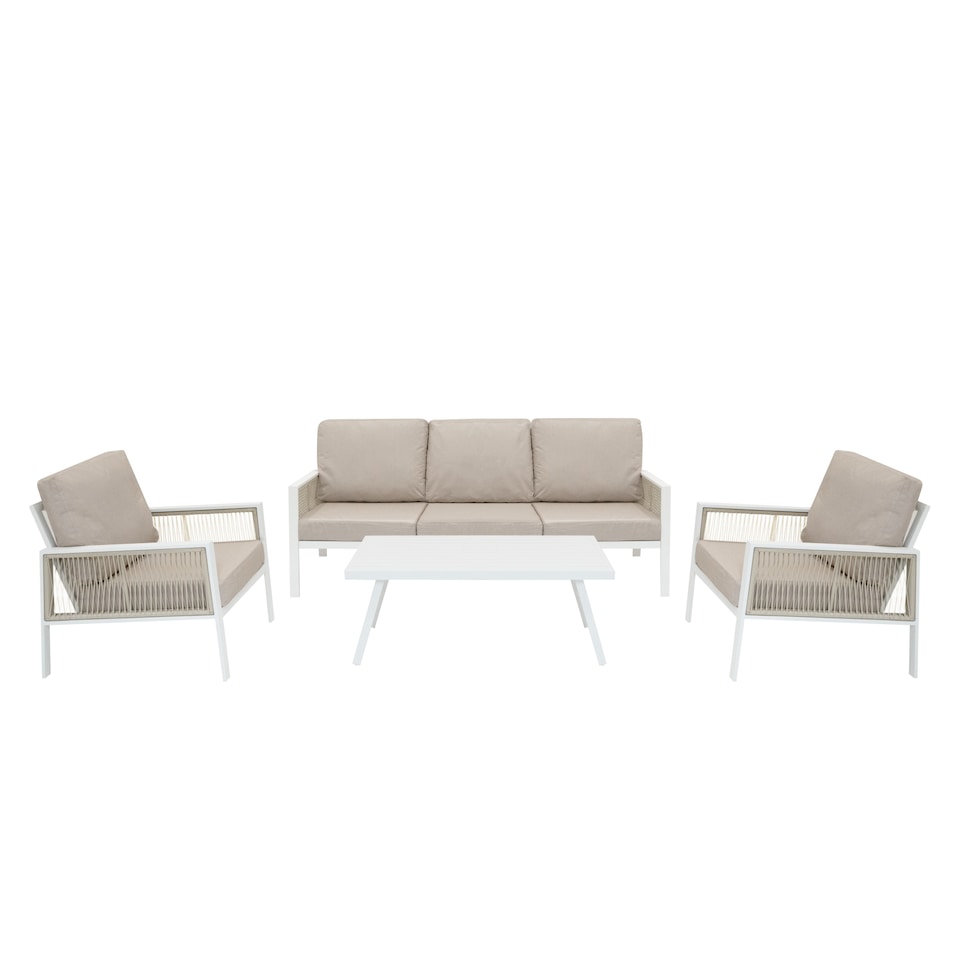 image 1 of Aluminium 4 Piece Sofa Set - White