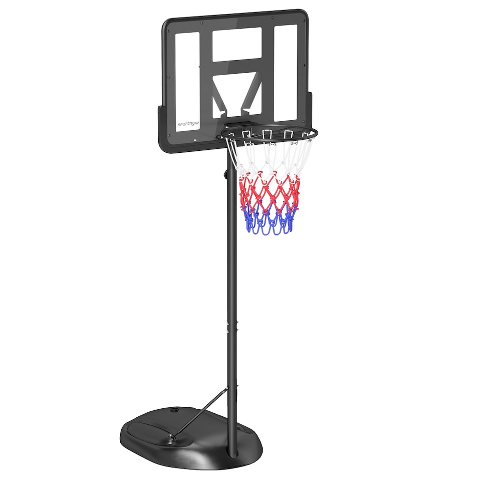 image 1 of SPORTNOW 1.7-2.3m Basketball Hoop and Stand w/ Weighted Base, Wheels - Black