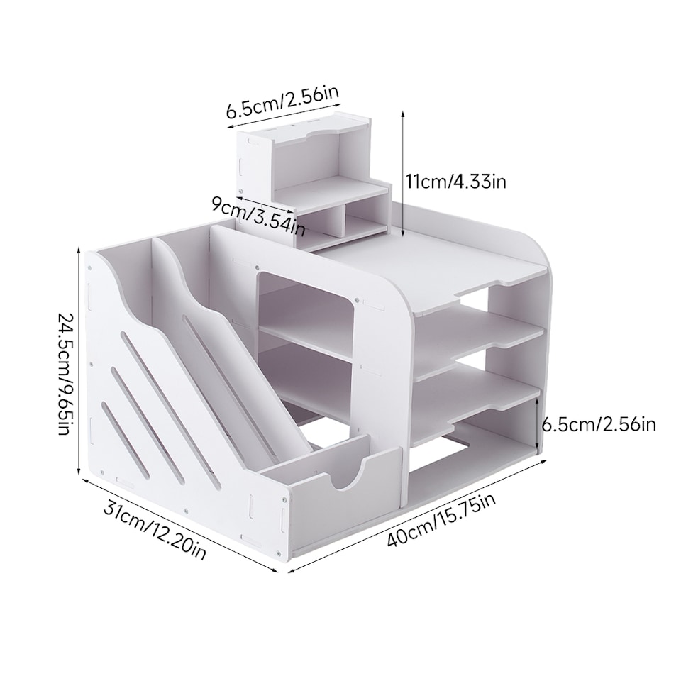 image 1 of Living and Home Desktop Letter Tray Desk Organizer | White
