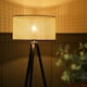 image 2 of ValueLights Barbro Black Tripod Floor Lamp Wicker Trim Shade & Bulb