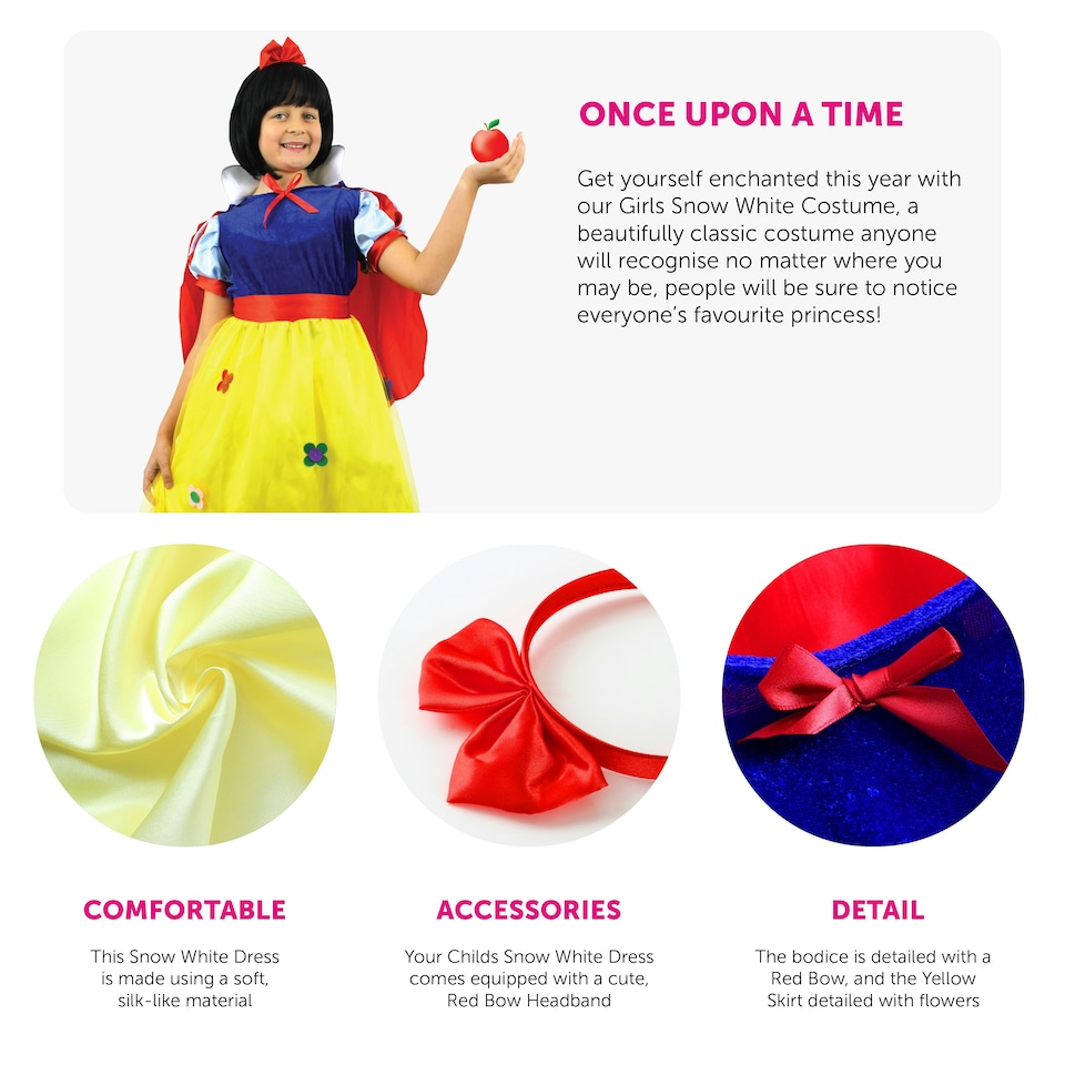 image 1 of Snow Princess Costume Blue and Yellow Dress, Red Cape, Red Bow Yellow | M