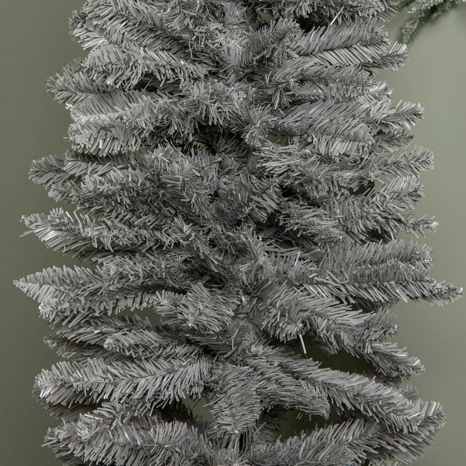 image 1 of 6ft (1.8m) Grey Artificial Pencil Christmas Tree With Green Metal Stand and 321 Tips