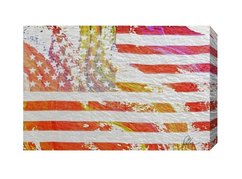 image 1 of American Flag Flare (Canvas Print) | Cream
