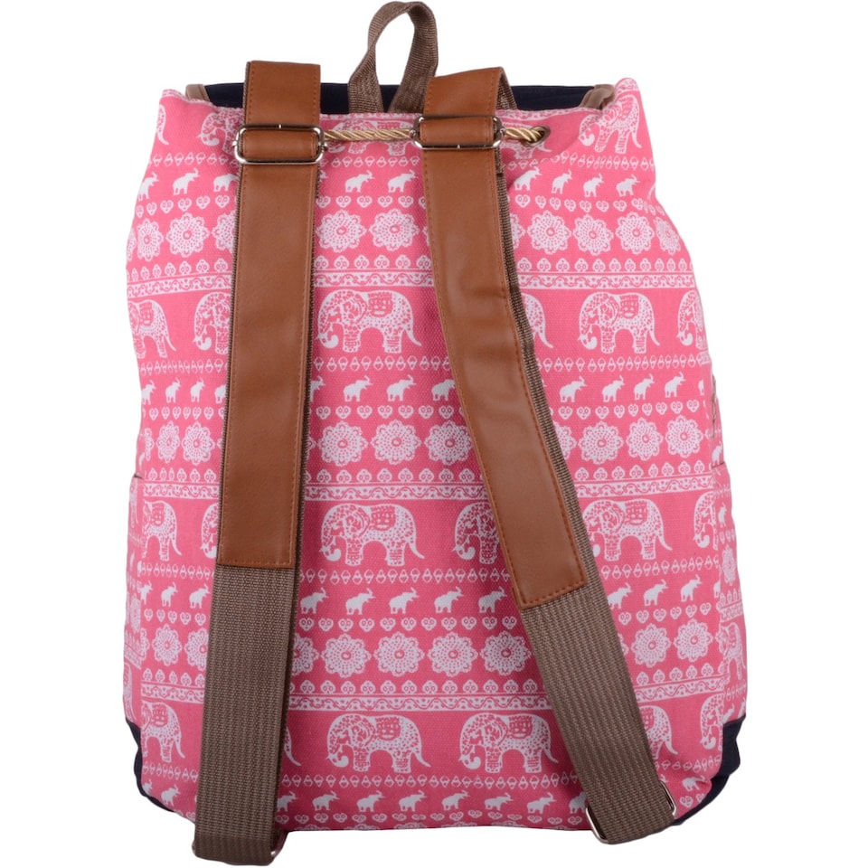 image 1 of Lorenz Womens Canvas Travel / Holiday / Work / School Backpack / Rucksack with Multiple Features | Pink | Pink