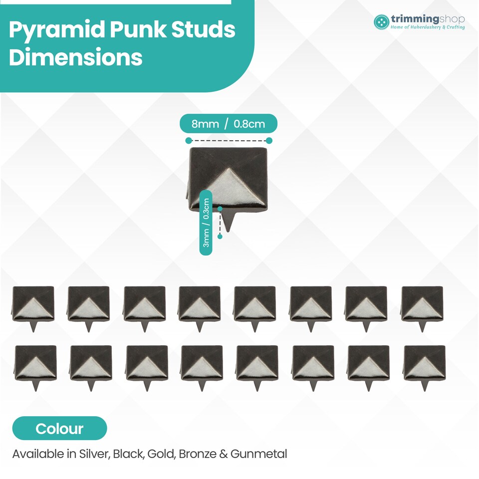 image 1 of 8mm Pyramid Shaped Nail Head Studs Square Metal Leather Rivets - 50pcs