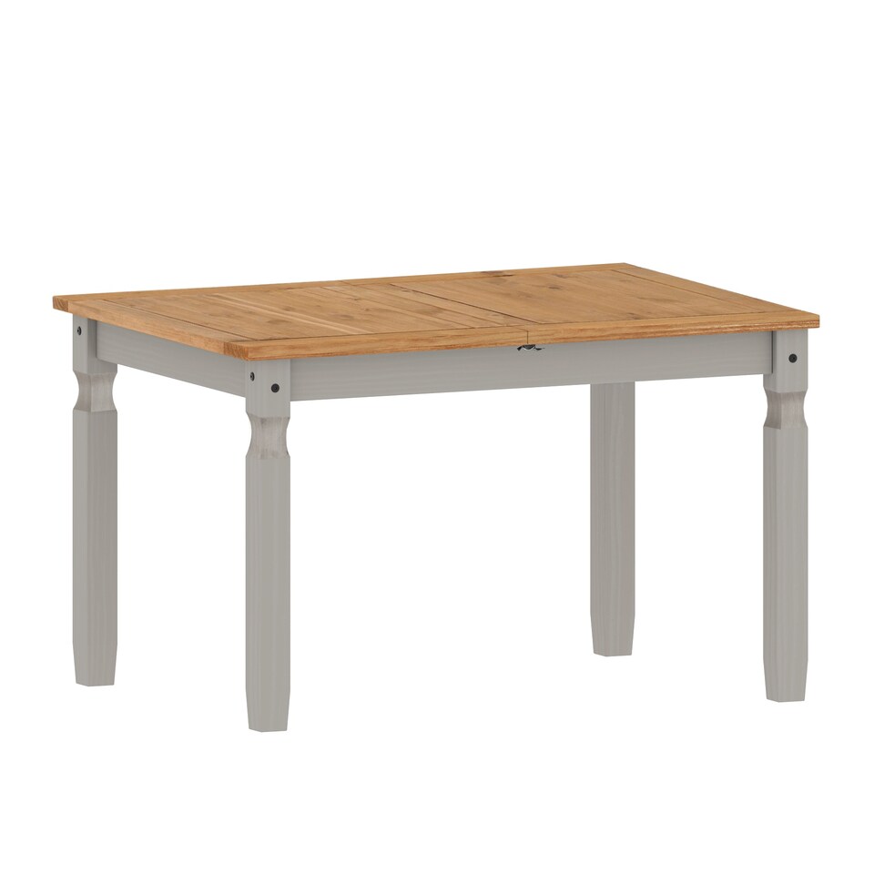 image 1 of Mercers Furniture Corona Grey Wax Small Extending Dining Table Solid Wood Pine Wooden Kitchen with Mexican Styling