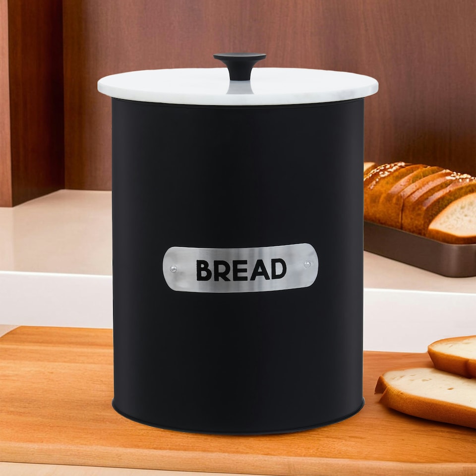 image 1 of Liberty Black Enamel Bread Bin Black