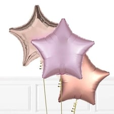 Rose Gold, Rose Copper & Pastel Pink Foil Star Trio Balloons