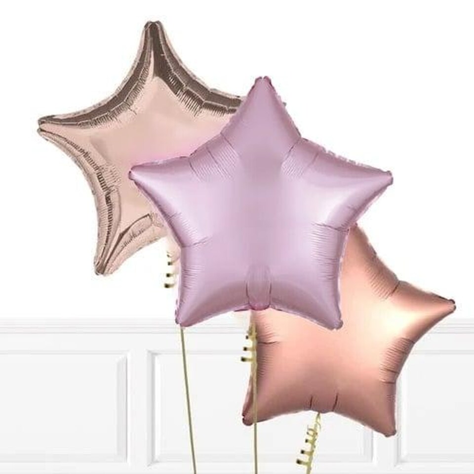 Rose Gold, Rose Copper & Pastel Pink Foil Star Trio Balloons