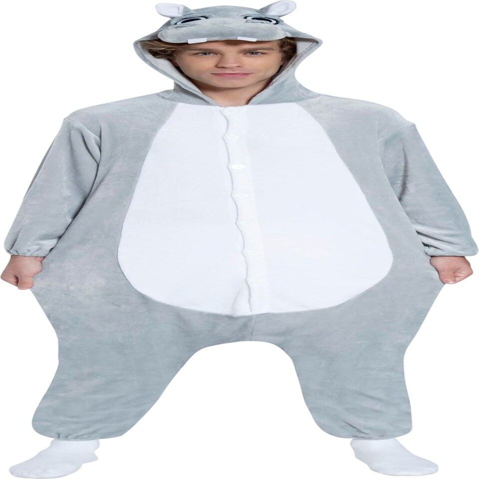 image 1 of Fancy Dress Adult Pyjama Hippopotamus - M