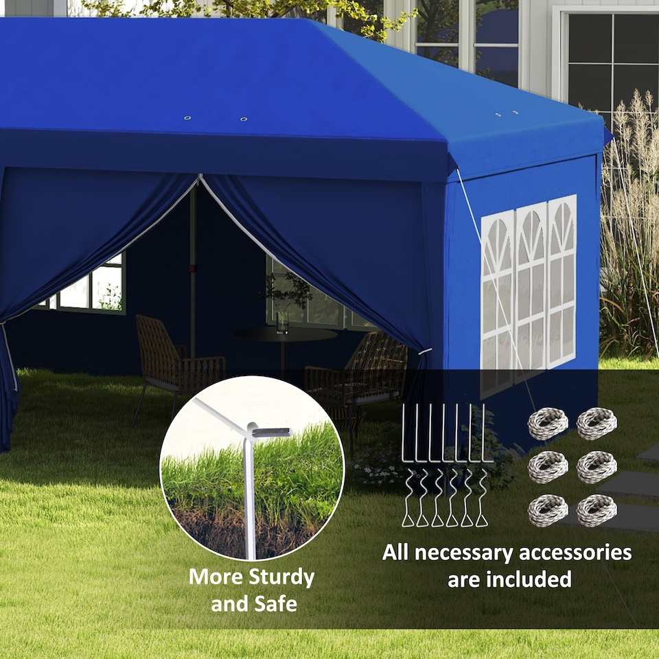 image 1 of Outsunny 3x6m Pop Up Gazebo Party Tent Canopy Marquee with Storage Bag Blue | Blue | Blue