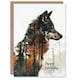 image 1 of Wolf Autumn Forest Trees Double Exposure For Him Birthday Card