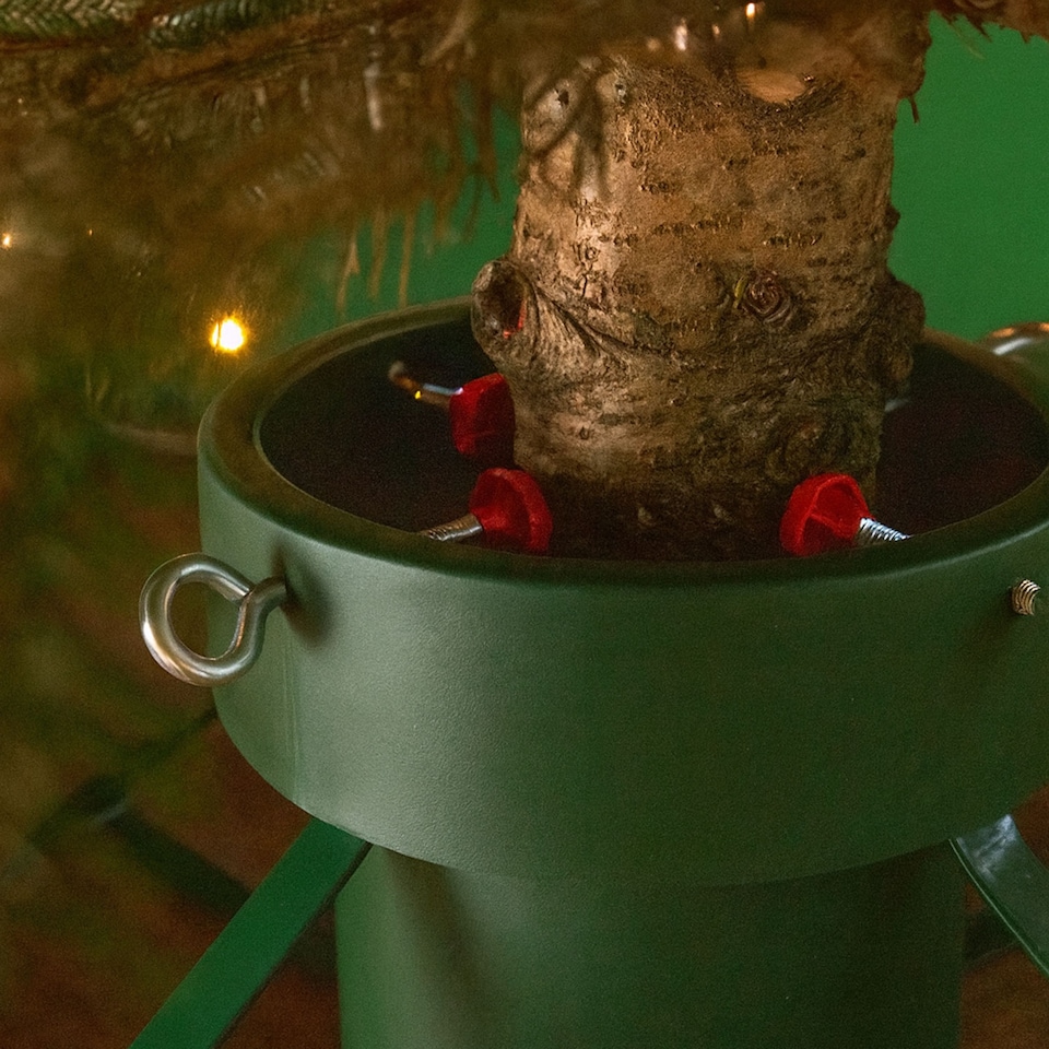 image 1 of Neo Christmas Tree Stand for Real Trees up to 8ft Extra Large Heavy Duty Metal Base | Green | Green