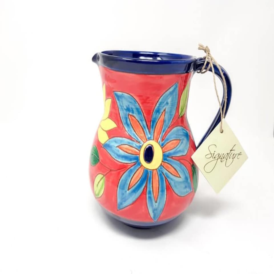 image 1 of Verano Spanish Ceramics Signature Small Jug - 12cm Flowers 0.5L