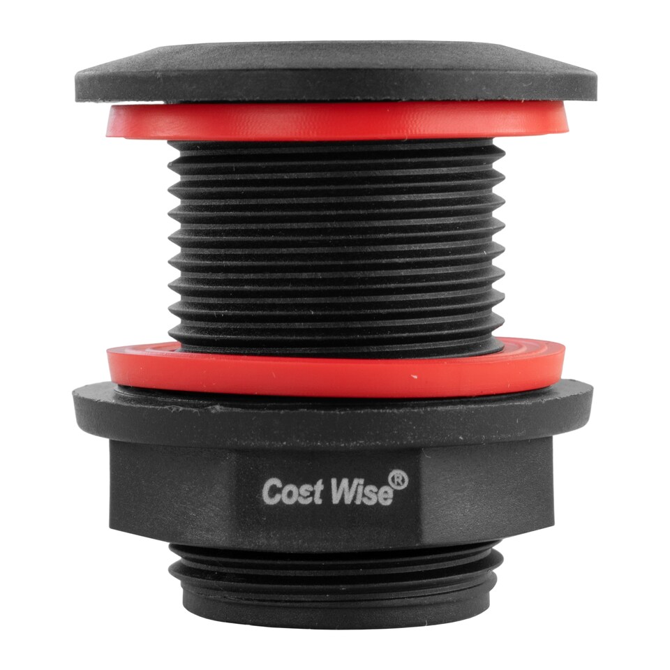 image 1 of 1" BSP Male Bulkhead Drain Plug Plastic Includes 2 Nylon Washers and Locking Nut