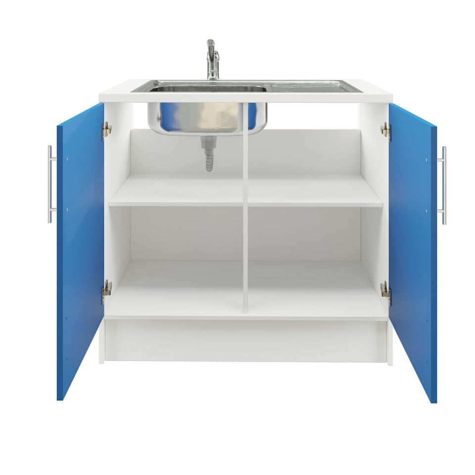 image 1 of JD Greta 1000mm Utility Room Sink Unit With Tap, Kitchen Base Cabinet - Navy Matt | Blue