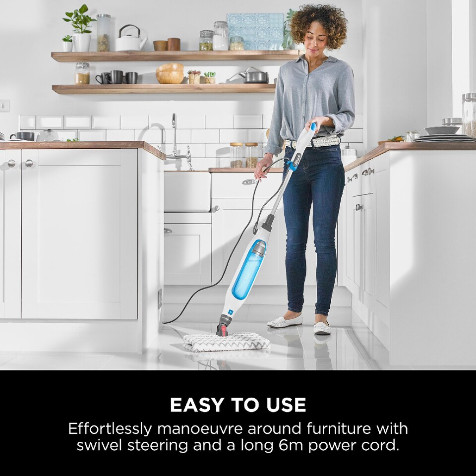 image 1 of Shark Klik n Flip Manual Steam Mop S6001UK White and Blue