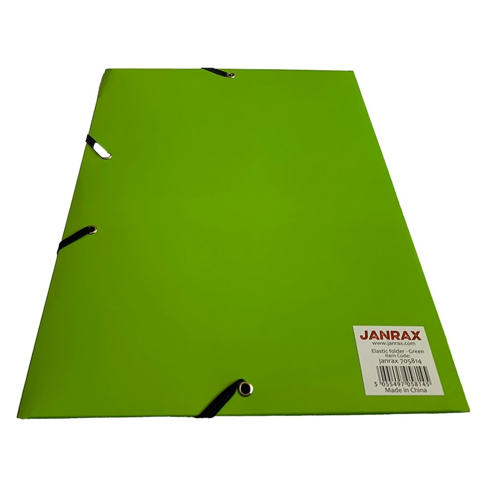 image 1 of Janrax A4 Green Laminated Card 3 Flap Folder with Elastic Closure