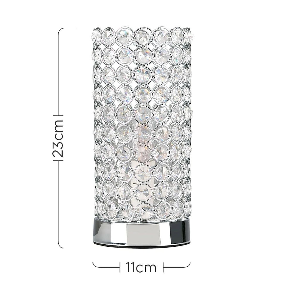image 1 of ValueLights Ducy Chrome & Clear Touch Table Lamp & Bulbs | Chrome