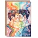 image 1 of Rainbow Love Pride Gay Couple Kiss Watercolour Birthday Card