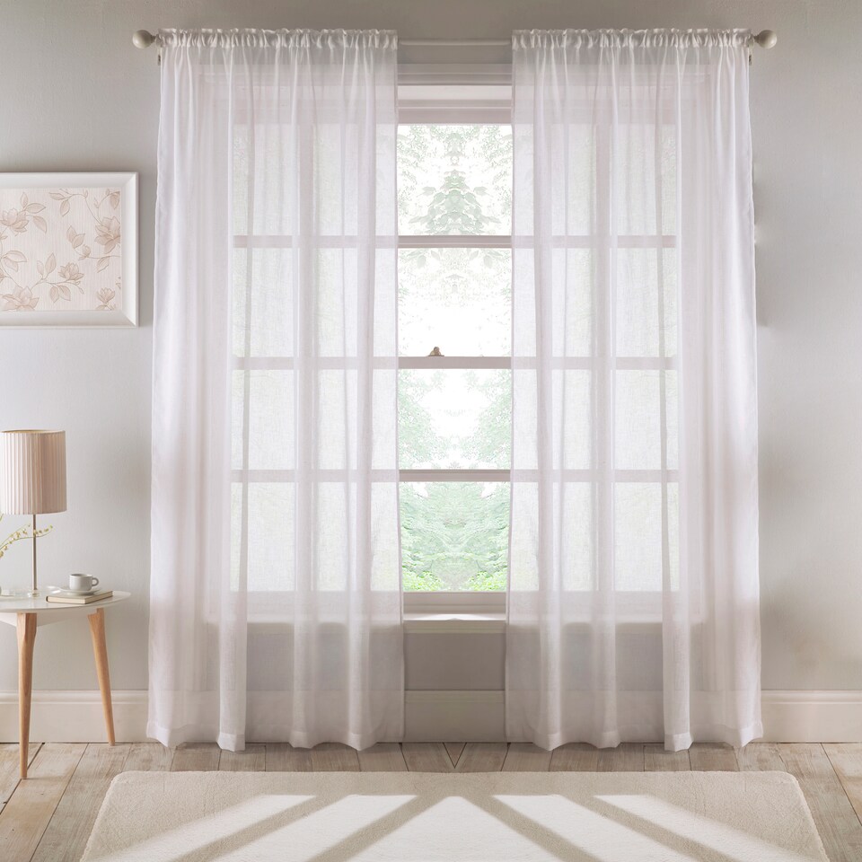 image 1 of Eden White 100% Recycled Plain Voile Panel - Pair 140 x 122 cm (55x48")
