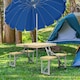 image 2 of Outsunny Folding Camping Table and Chairs with Umbrella Hole, Aluminium Frame