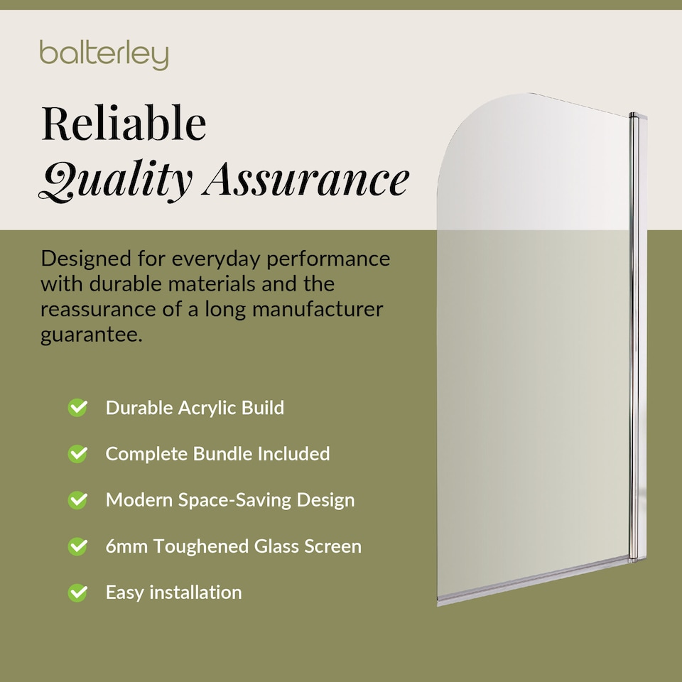 image 1 of Square 1700x750 Single Ended Bath - Panel & Chrome Round Corner Screen