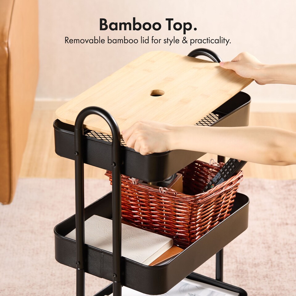 image 1 of Vonhaus Storage Trolley 3 Tier Bathroom & Kitchen Storage