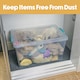 image 4 of JVL Plastic Clip Lidded Storage Box with Wheels, Stackable and Nestable, Clear, Set of 4, 50L Clear