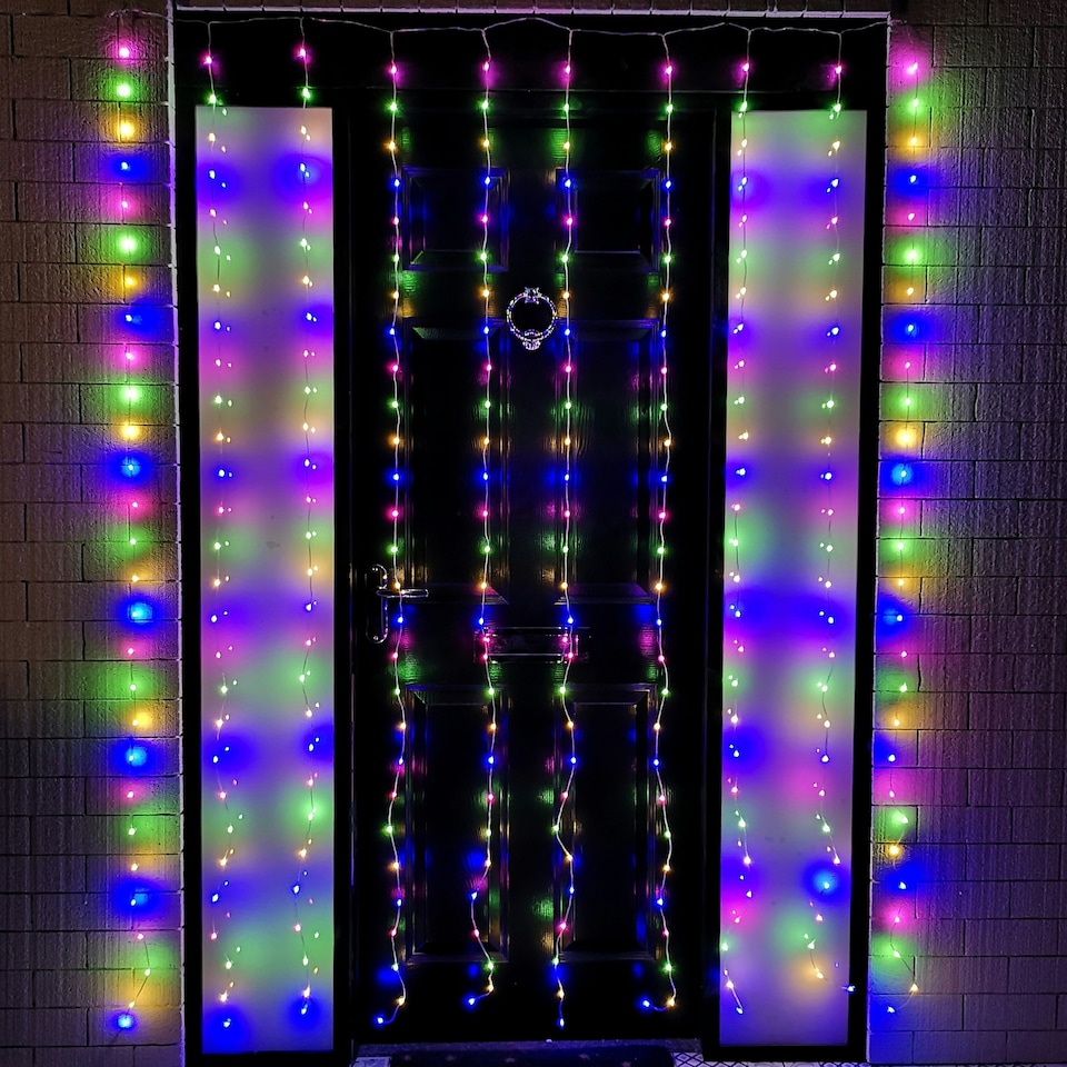 image 1 of 2.1m 300 LED Indoor Outdoor Party Curtain Christmas Lights in Multi-Coloured