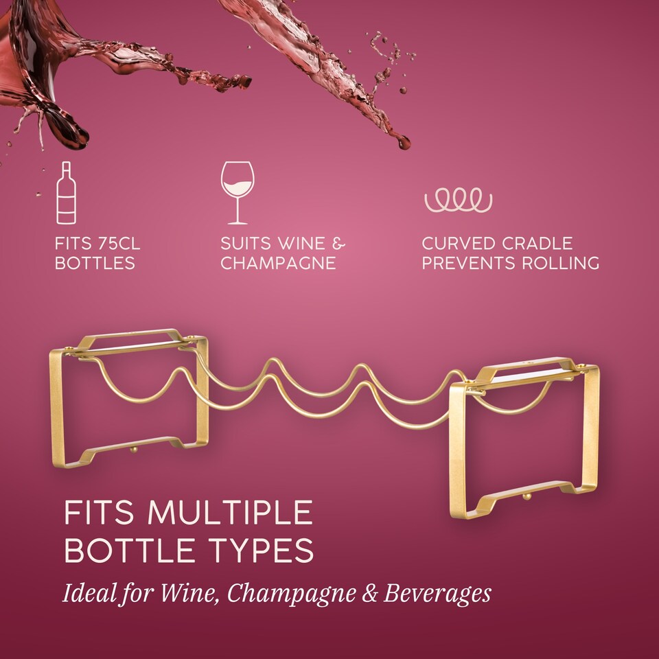 image 1 of Straame Gold 3 Tier Metal Wine Rack