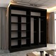 image 3 of Modern Sliding Mirror Wardrobe 150/203cm White/Black/Grey/Walnut Black | 203cm