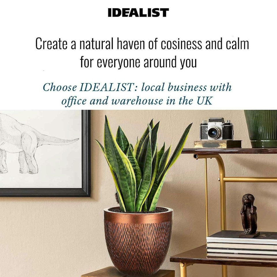 image 1 of Mesh Style Bronze Round Planter, Indoor Plant Pot D26.5 H24.5 cm, 13 ltrs Cap.