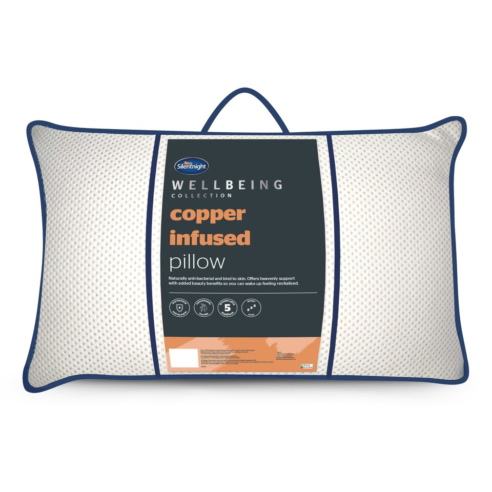 image 1 of Silentnight Wellbeing Collection Copper Infused Bed Pillow, Anti Bacterial and Rejuvenating