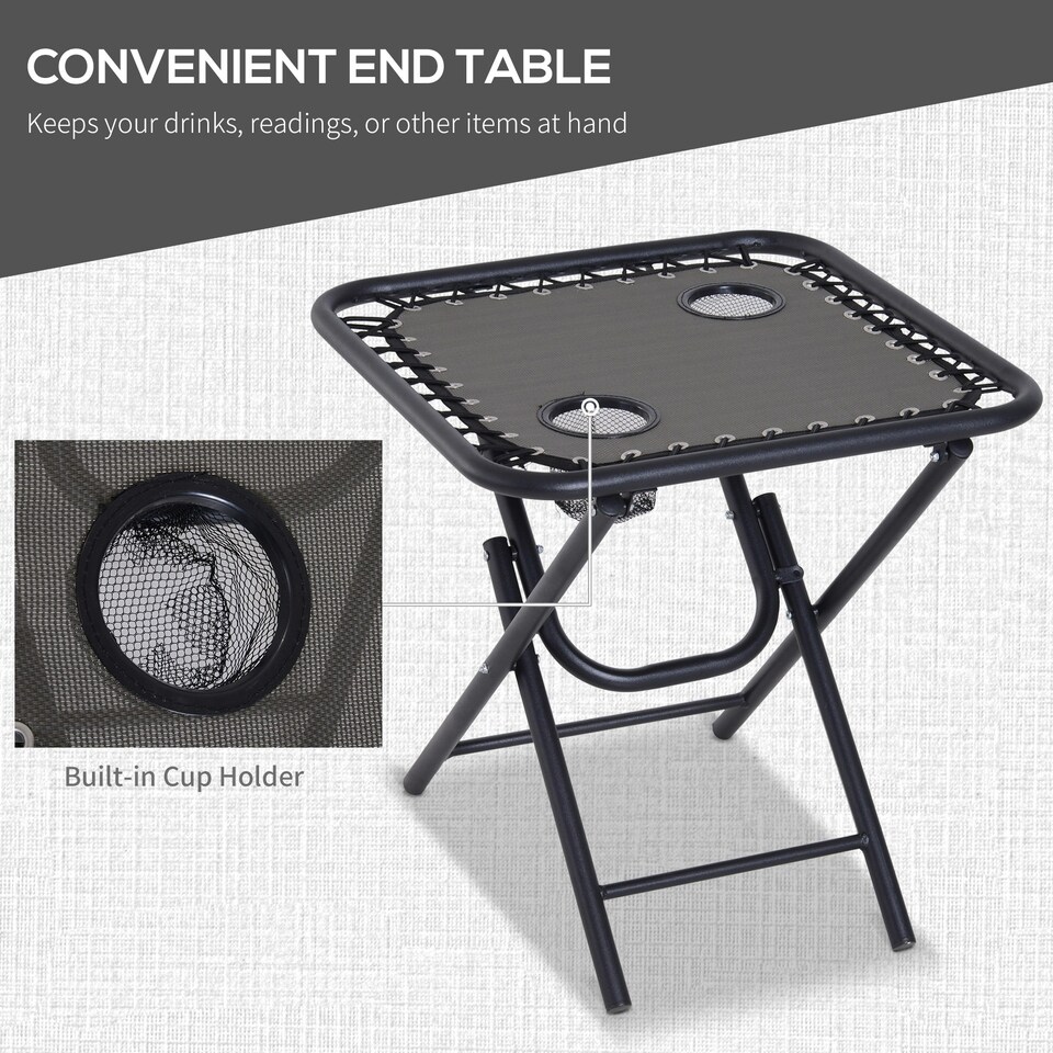 image 1 of Outsunny 3PC Zero Gravity Chairs Sun Lounger Table Set Dark Grey