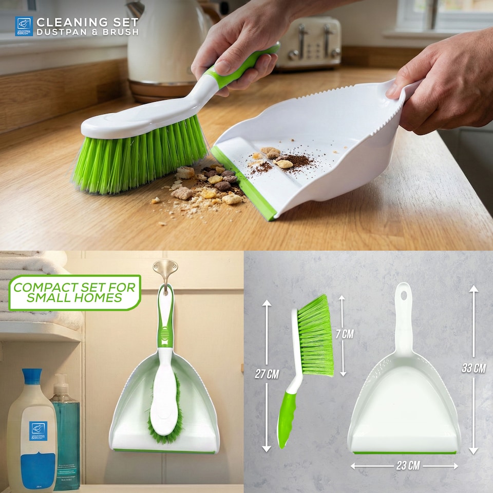 image 1 of Durable Bristles and Easy Sweep Dustpan and Brush Set