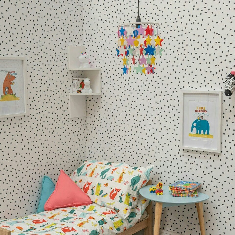 image 1 of ValueLights Childrens Multicoloured Stars Ceiling Pendant Light Shade