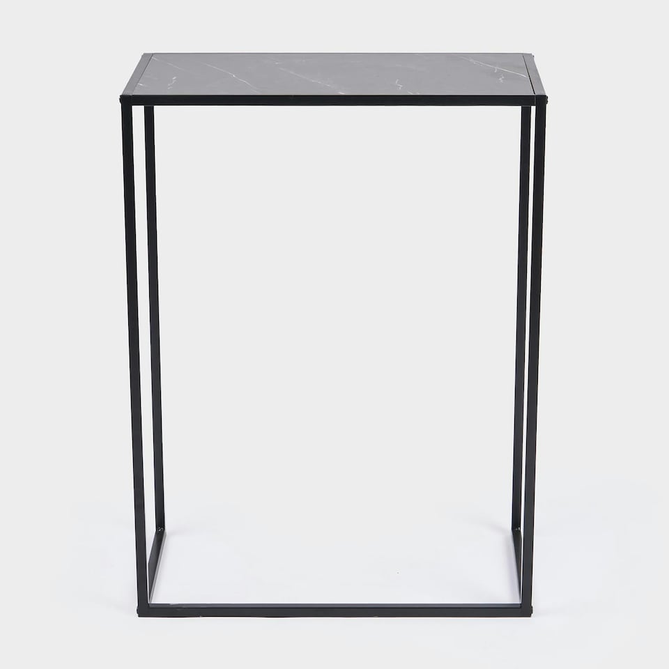 image 1 of OHS Marble Top Modern Bedroom Nightstand Living Room Hallway End Console Table - Black