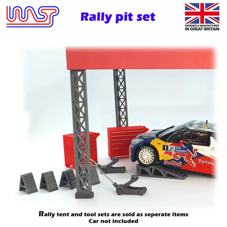 image 1 of Slot Car Trackside Scenery Rally Service Tool Set Orange 1:32 Scale WASP