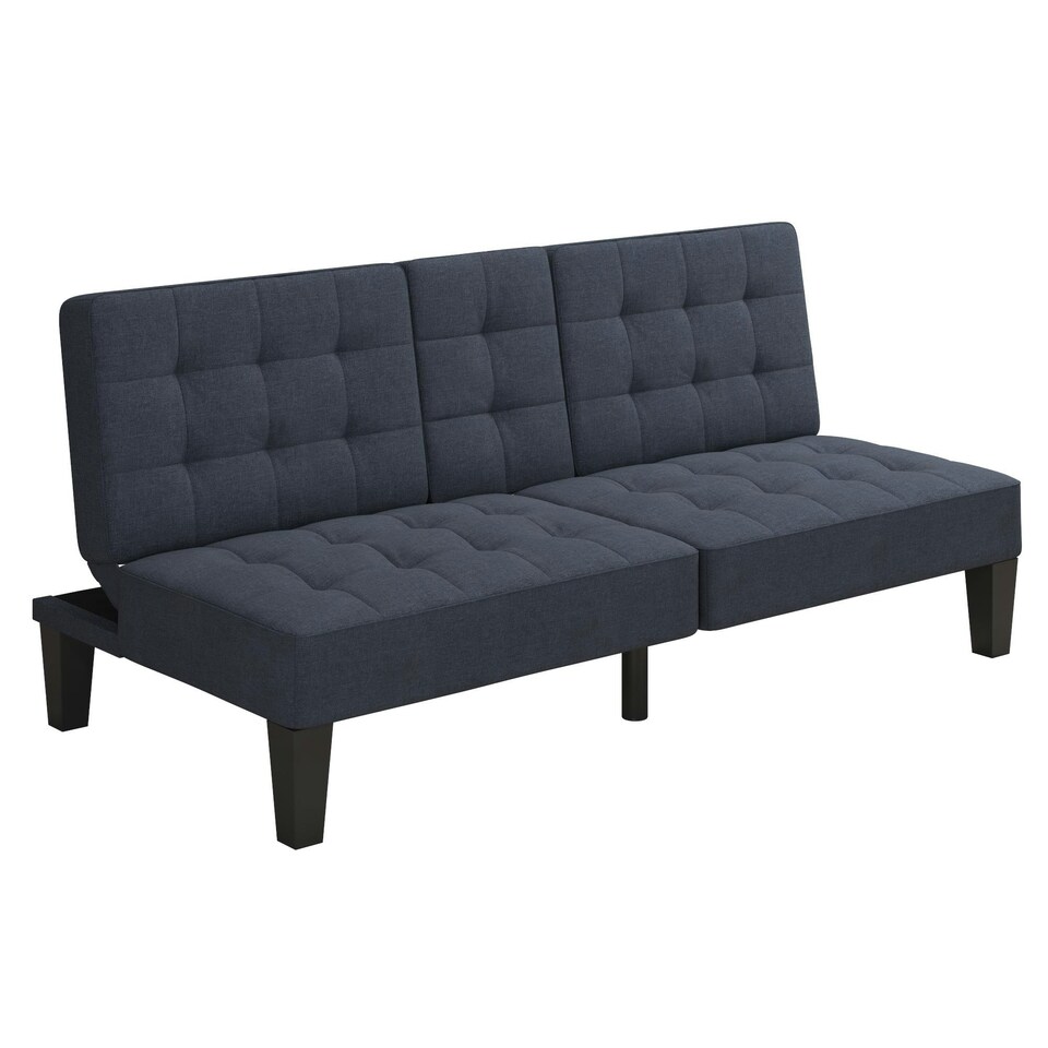 image 1 of Adalynn Convertible Sofa Bed Fabric Blue Blue | BLUE LINEN