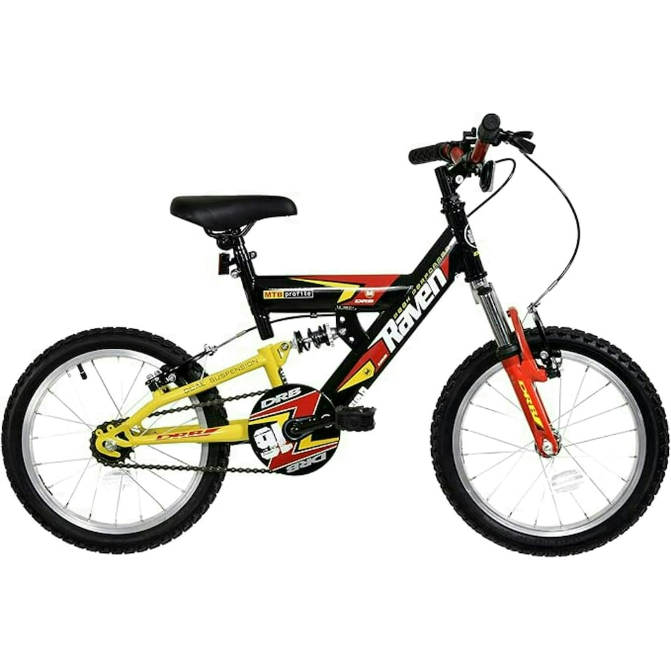 Dallingridge Raven Boys Full Suspension Mountain Bike, 16" Wheel - Black