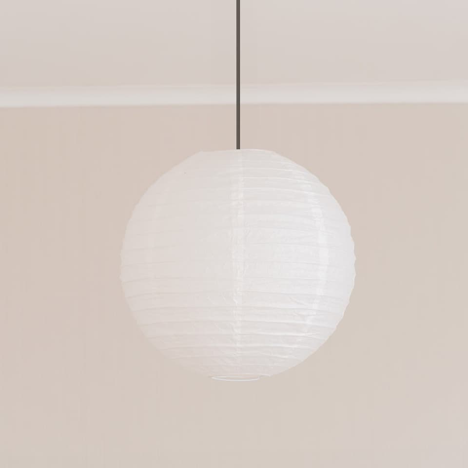 image 1 of ValueLights Isla White Paper Globe Ceiling 40cm Lamp Shade | White